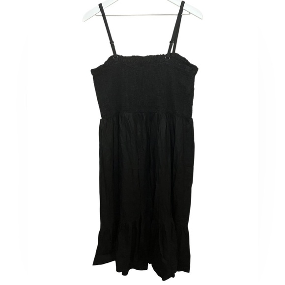 Gap Linen Blend Midi Dress Black XXL Sleeveless Smocked Tier Lightweight Breezy - Picture 5 of 5